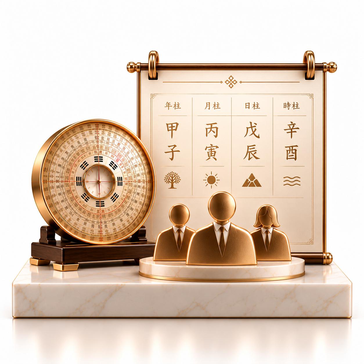 BaZi scroll with employee figures